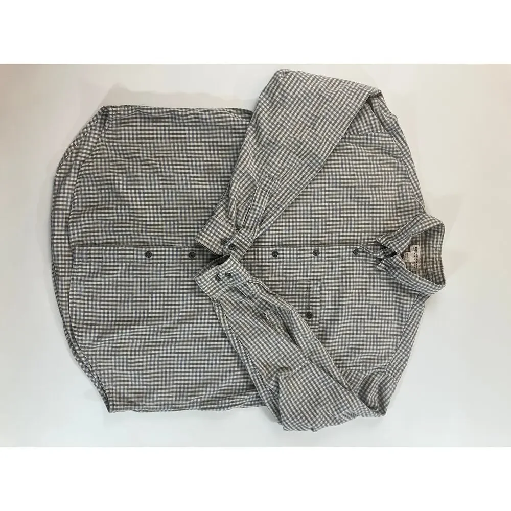 Re-Union Menswear Men’s L Plaid Button Up Shirt 100% Cotton Made Hong Kong